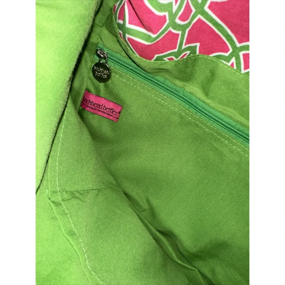 Buckhead Betties Pink Green Geometric Canvas Messenger Crossbody Bag NWT